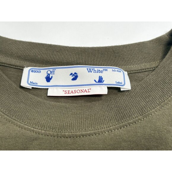OFF-WHITE Bricks Arrow Slim S/S Tee in Army Green - Picture 5 of 9